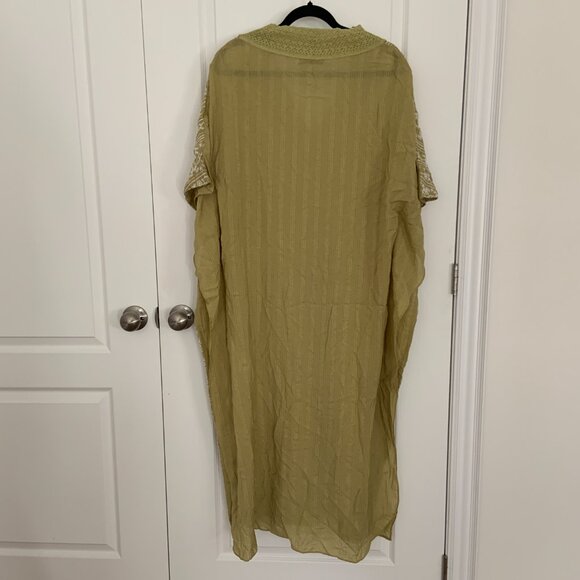 Zara Women's Embroidered 100% Cotton Tunic Maxi Dress Shisha Green Size S - Picture 13 of 14